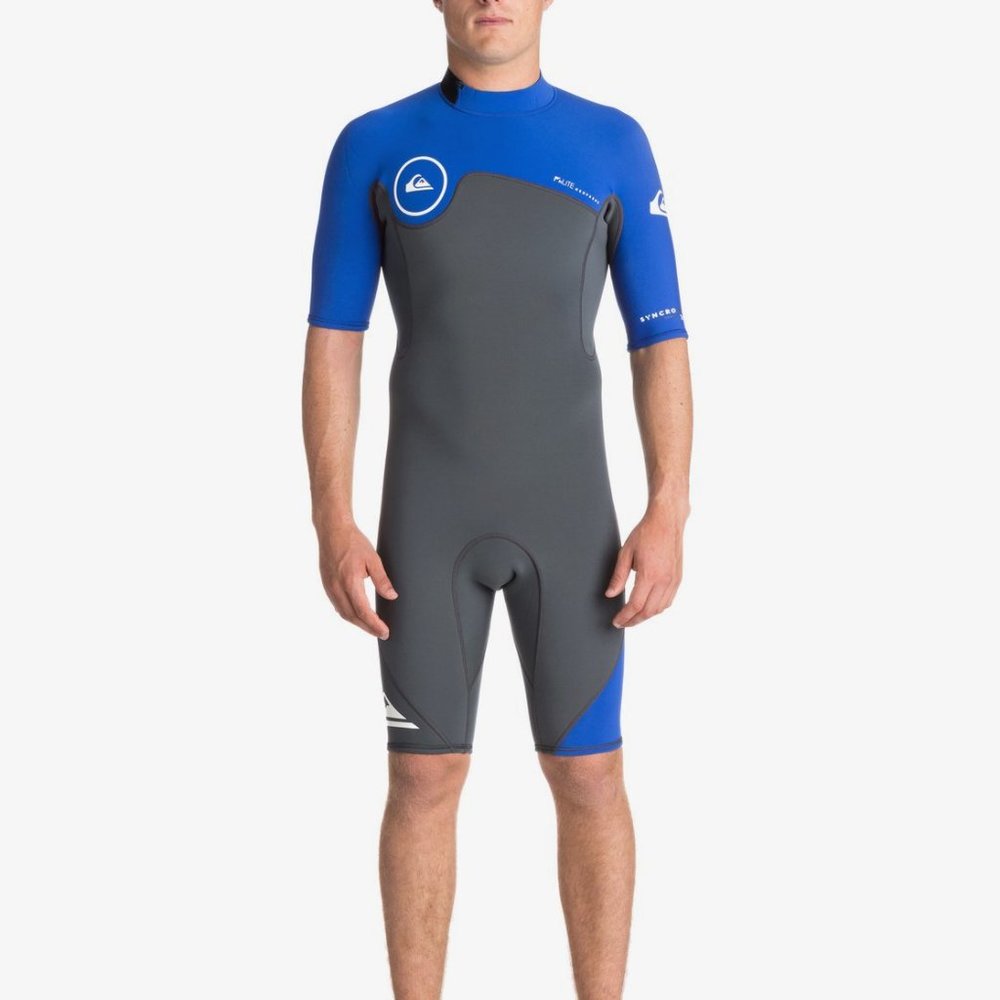 NEW Quiksilver 2/2mm Syncro Series Short Sleeve Back Zip FLT Wetsuit Springsuit